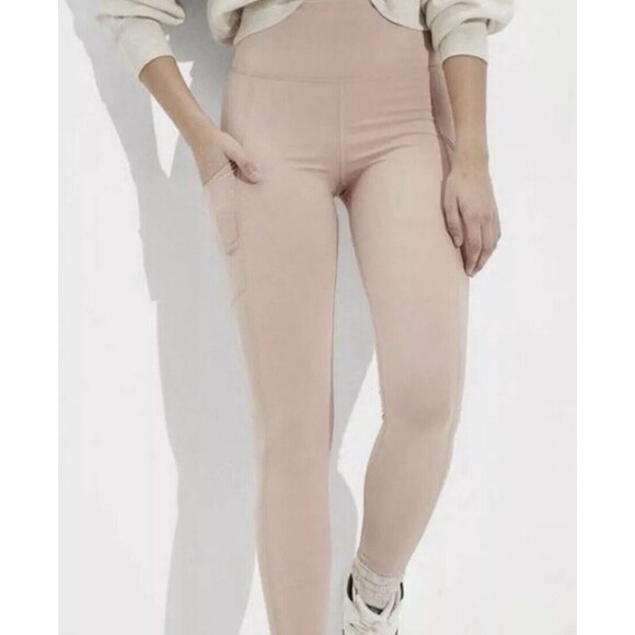 AMERICAN EAGLE The Everything Pocket Leggings Light Pink SIZE LARGE NWT - Picture 1 of 12